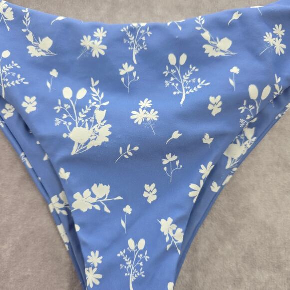 Zaful Purple Floral Print Bikini Cheeky Thong High Leg Bottom Swimwear Medium - Picture 3 of 4